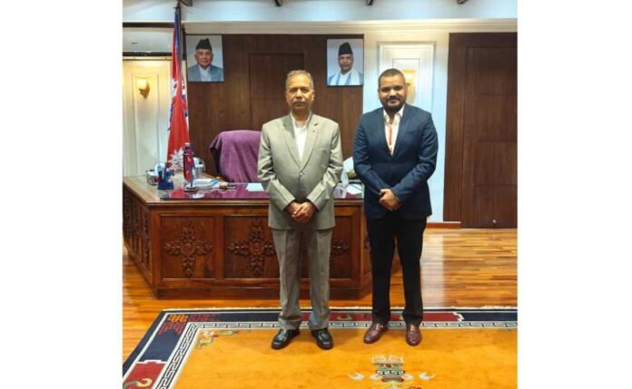 Rupesh Pandey meets Nepal VP, BJP leader Rupesh Pandey, Ram Sahay Prasad Yadav, India Nepal relations news, Kathmandu political meeting